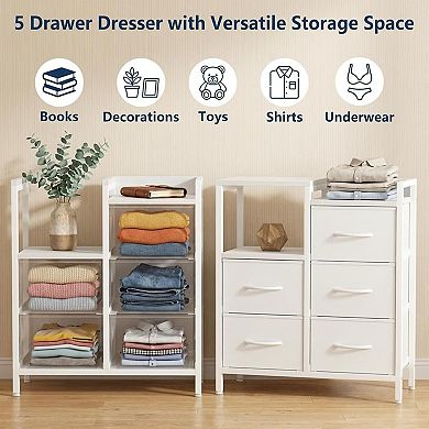 5 Drawer Mobile File Cabinet with Open Storage Shelf for Home Office, Fits A4 or Letter Size Files