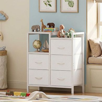 5 Drawer Mobile File Cabinet with Open Storage Shelf for Home Office, Fits A4 or Letter Size Files