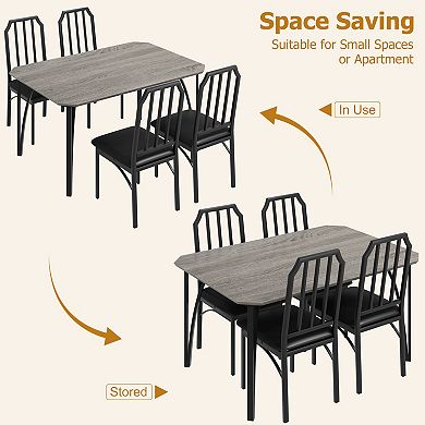 Versatile Dining Table Set for 4, Kitchen and Dining Room Furniture, Rectangular Wood & Metal Table