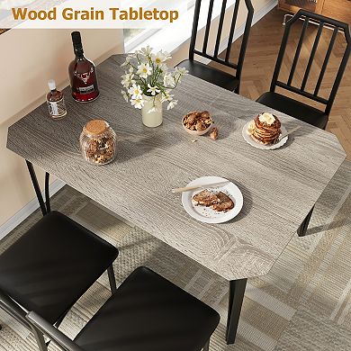 Versatile Dining Table Set for 4, Kitchen and Dining Room Furniture, Rectangular Wood & Metal Table