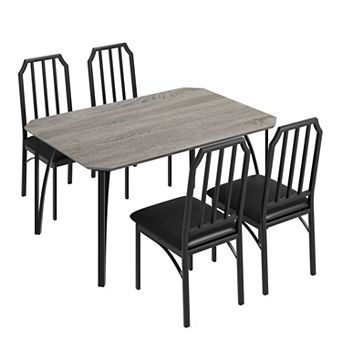 Versatile Dining Table Set for 4, Kitchen and Dining Room Furniture, Rectangular Wood & Metal Table
