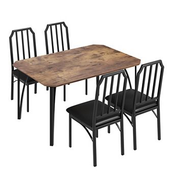 Versatile Dining Table Set for 4, Kitchen and Dining Room Furniture, Rectangular Wood & Metal Table