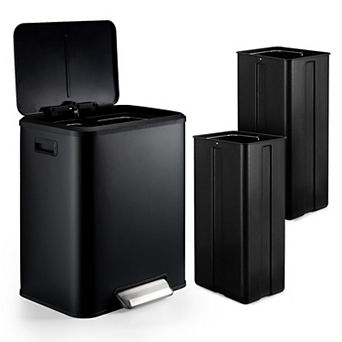 8 Gallon Trash Can, Rectangular Dual Compartment Recycling Step Bin
