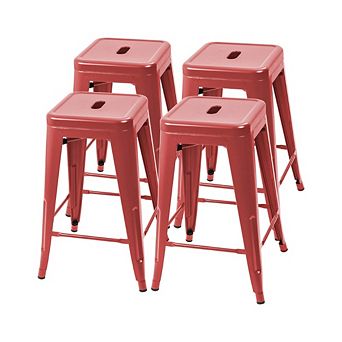 4 Metal Backless Stackable Chairs