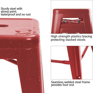4 Metal Backless Stackable Chairs
