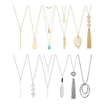12 pc Long Pendant Necklace Set for Women