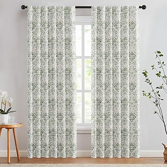 Floral Damask Blackout Curtains 2 Panels, Thermal Insulated, Room Darkening Drapes