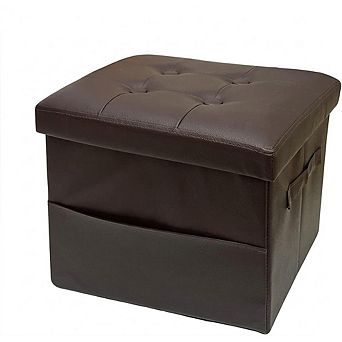 Foldable Storage Ottoman, Padded Footstool, Multi-Use Bench