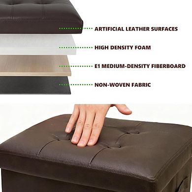Foldable Storage Ottoman, Padded Footstool, Multi-Use Bench
