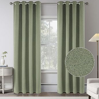 Sage Green Blackout Linen Curtains, Full Light Blocking Drapes