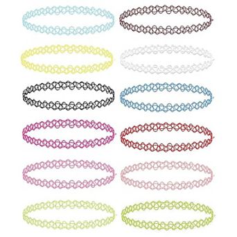 12 pc Rainbow Tattoo Choker Set