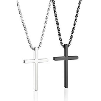 2 pc Stainless Steel Cross Necklace