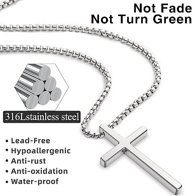 2-Piece Stainless Steel Cross Necklace