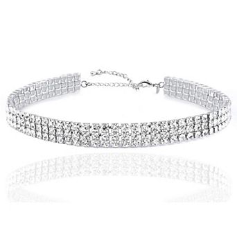 White Rhinestone Chain Necklace