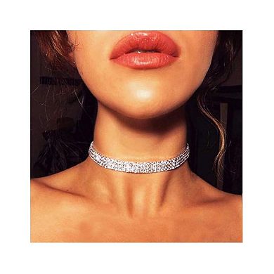 White Rhinestone Chain Necklace