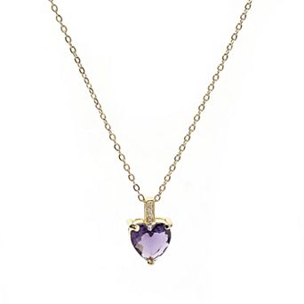 Dainty Gold Heart Birthstone Pendant Necklace