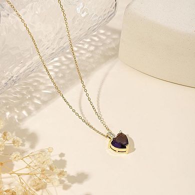 Dainty Gold Heart Birthstone Pendant Necklace