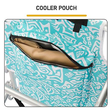 Foldable Beach Chair, 5-Position Adjustable Reclining Lounge Chair with Side Pocket, Back Cooler Bag
