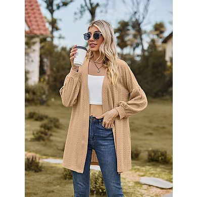 Women's Long Sleeve Cardigan Open Front Knit Casual Lightweight Sweaters