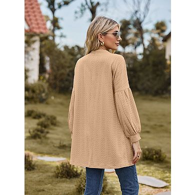 Women's Long Sleeve Cardigan Open Front Knit Casual Lightweight Sweaters