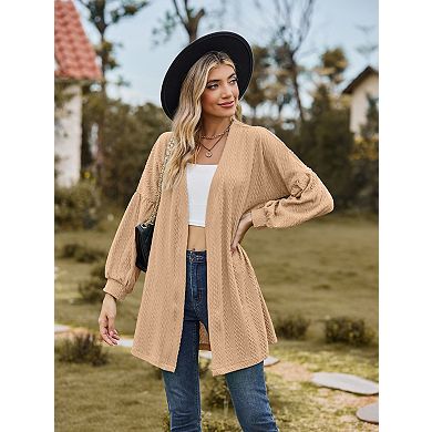 Women's Long Sleeve Cardigan Open Front Knit Casual Lightweight Sweaters