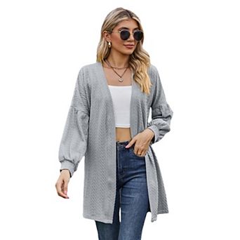 Women's Long Sleeve Cardigan Open Front Knit Casual Lightweight Sweaters