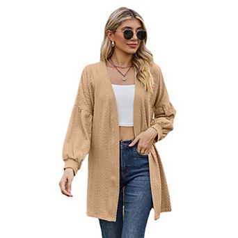 Women's Long Sleeve Cardigan Open Front Knit Casual Lightweight Sweaters