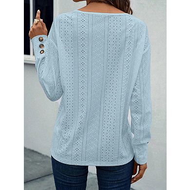 Women's V Neck Long Sleeve Shirt Top Casual Blouse