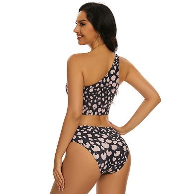 Women's One Shoulder Two Piece Swimsuit Set