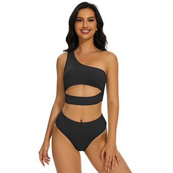 Women's One Shoulder Two Piece Swimsuit Set
