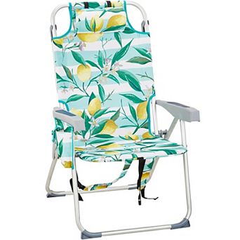 Heightened Backpack Beach Chair, 5-Level Adj, Back Storage, Cooler/Side Bags for Beach/Pool/Lawn