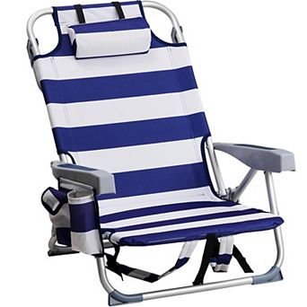 Backpack Beach Chair, 5 Adj Positions, Back Storage, Cooler & Side Bags for Beach/Pool/Lawn