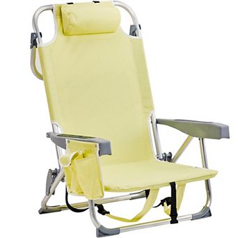 Backpack Beach Chair, 5 Adj Positions, Back Storage, Cooler & Side Bags for Beach/Pool/Lawn
