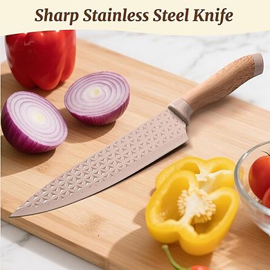 6-Piece Chef Knife Set with Knife Block Anti-Rust Stainless Steel Kitchen Knives