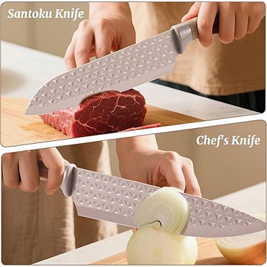 6-Piece Chef Knife Set with Knife Block Anti-Rust Stainless Steel Kitchen Knives