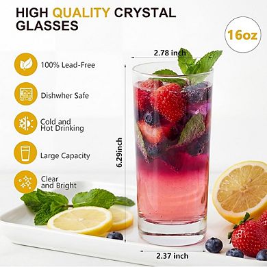 4-Piece Highball Glass Set Vintage Embossed Tumblers for Drinks