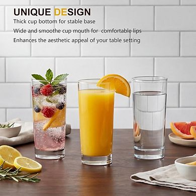 4-Piece Highball Glass Set Vintage Embossed Tumblers for Drinks