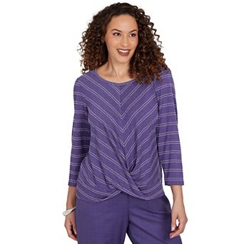 Petite Alfred Dunner Grand Bazaar Twisted Hem Chevron Top