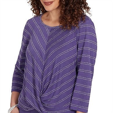 Petite Alfred Dunner Grand Bazaar Twisted Hem Chevron Top