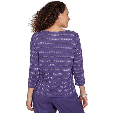 Petite Alfred Dunner Grand Bazaar Twisted Hem Chevron Top