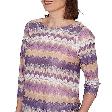 Petite Alfred Dunner Grand Bazaar Rippled Stripes Knit Top