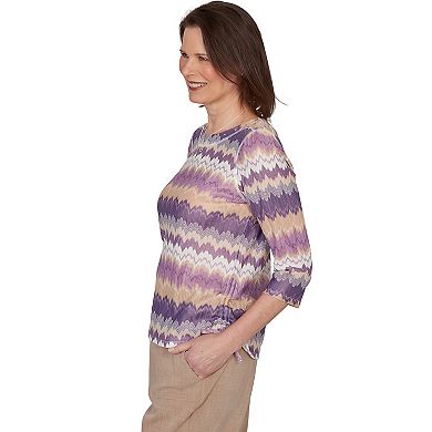 Petite Alfred Dunner Grand Bazaar Rippled Stripes Knit Top