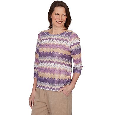 Petite Alfred Dunner Grand Bazaar Rippled Stripes Knit Top