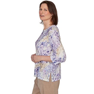 Petite Alfred Dunner Grand Bazaar Animal Print Ribbed Knit Top