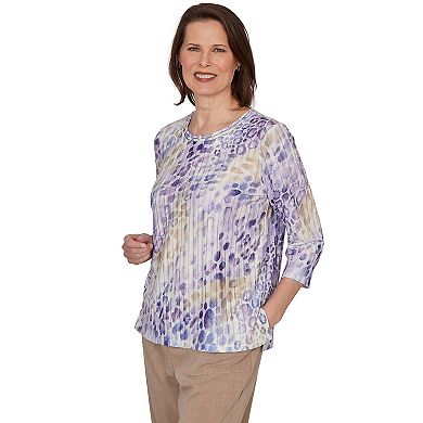 Petite Alfred Dunner Grand Bazaar Animal Print Ribbed Knit Top