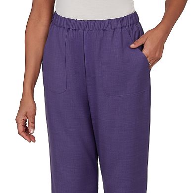 Petite Alfred Dunner Textured Elastic Waist Pull-On Pants