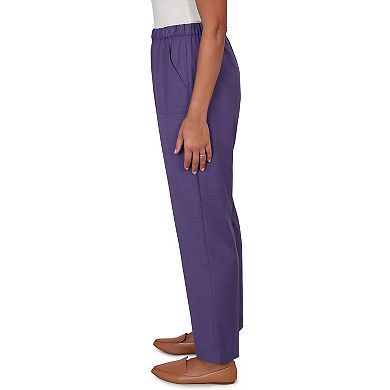 Petite Alfred Dunner Textured Elastic Waist Pull-On Pants