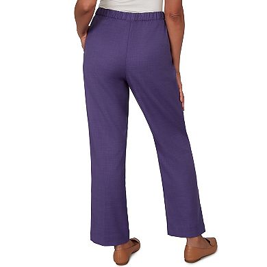 Petite Alfred Dunner Textured Elastic Waist Pull-On Pants