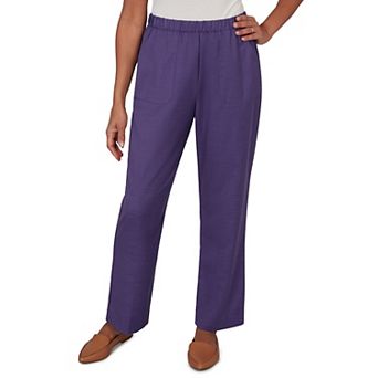 Petite Alfred Dunner Textured Elastic Waist Pull-On Pants