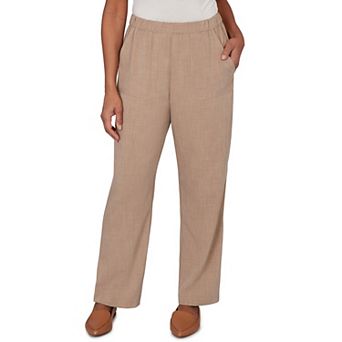 Petite Alfred Dunner Textured Elastic Waist Pull-On Pants